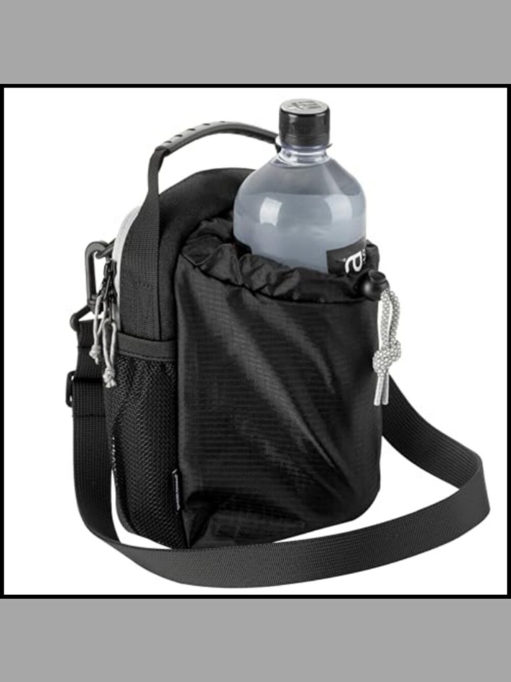 Crossbody Water Bottle Carrier Bag with Zippered Phone Pocket Festival Sling